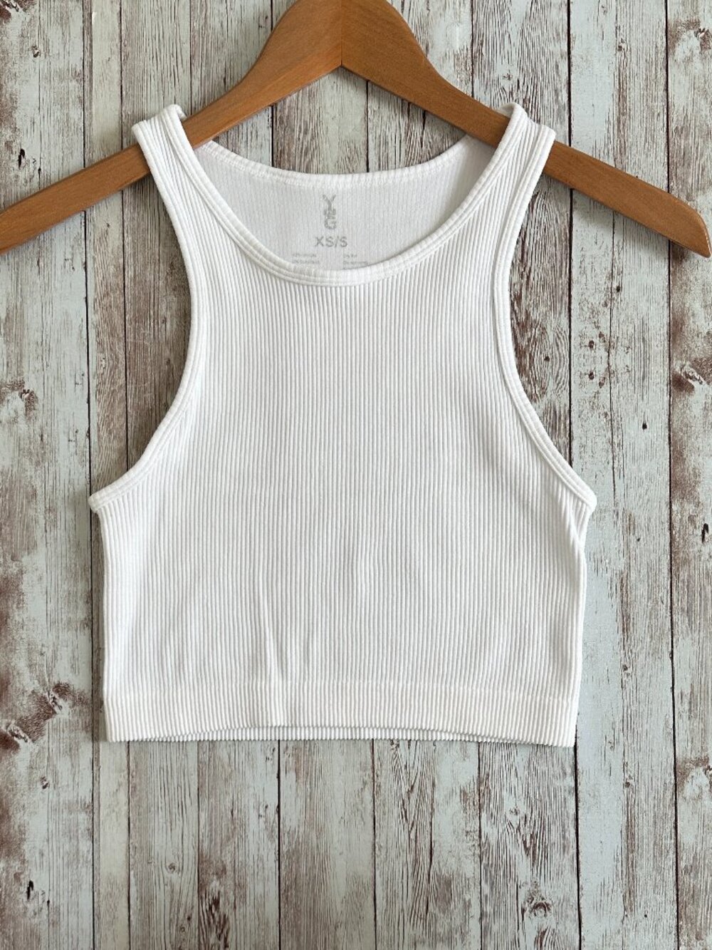 Y&G Women’s Ribbed Tank Crop Top White sz XS/S Yoga Balletcore School